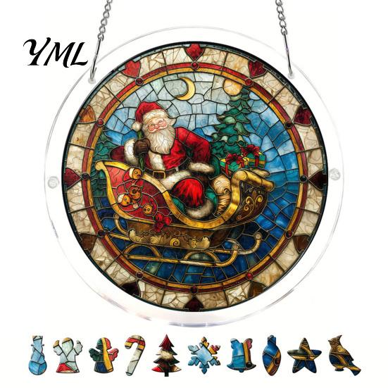 Translucent Puzzle Art Christmas Acrylic Suncatcher, Holiday Tree Snowman Stockings Red Bird Sun Catcher Pet Lover Gift Idea Kit for Adults,