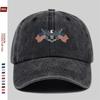 Patriotischer Adler Amerikanische Flaggen Gewaschene Baseballkappe Verstellbar Vintage Baumwolle Strapback Hut