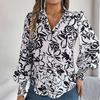 Yousheng Women Shirt Lapel Lantern Long Sleeve Elastic Cuffs Casual Tops Single Breasted Flower Pattern Shirt Streetwear