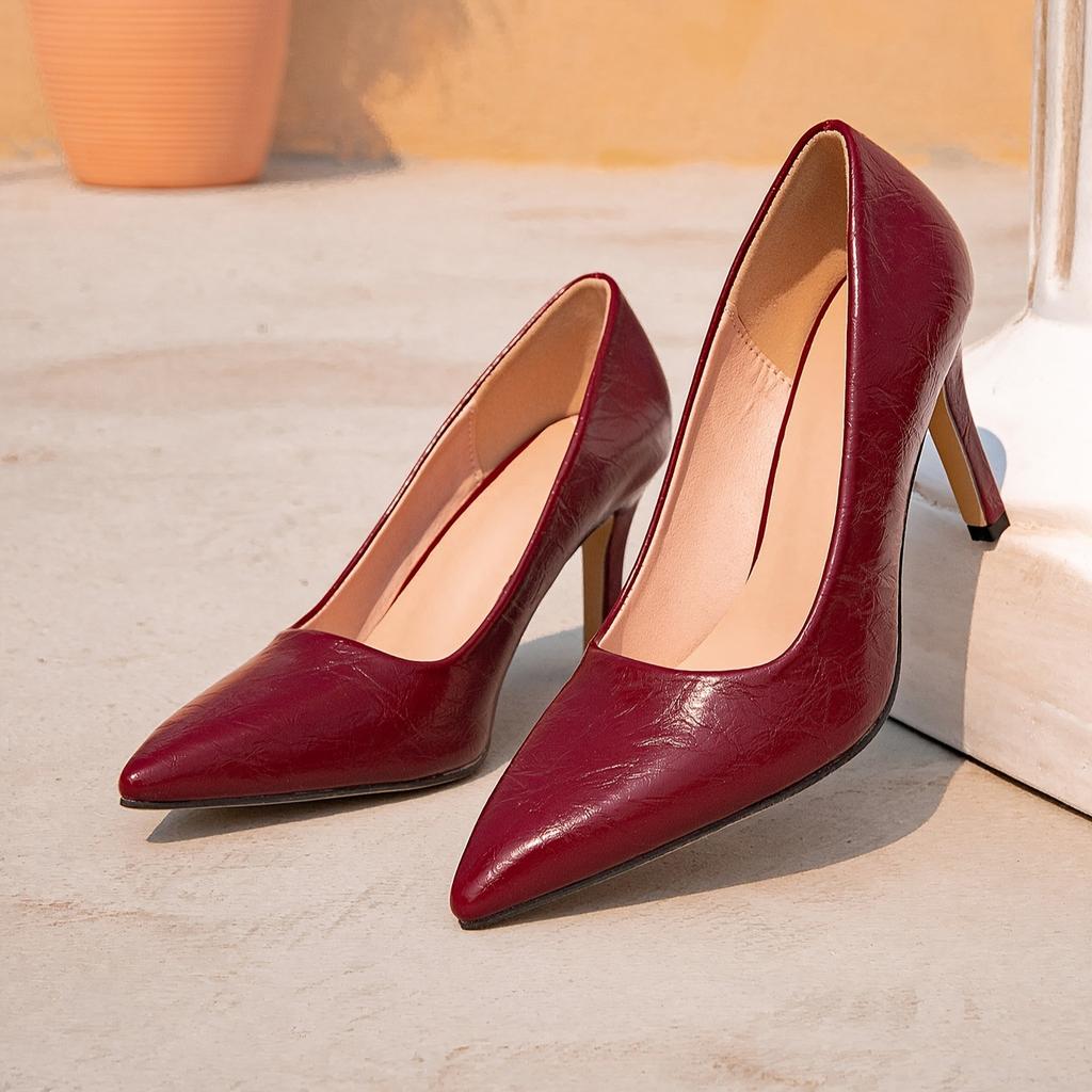 Women's High Heels Burgundy Stiletto High Heels Fashion Party Pointed Simple High Heels