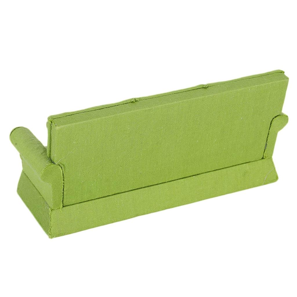 1:12 Doll House Mini Sofa with 3pcs Pillow Living Room Furniture Wooden Doll House Decoration AccessoriesGreen