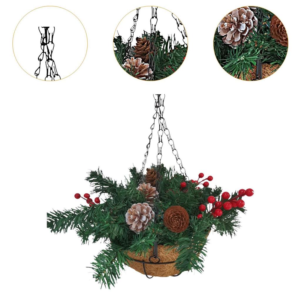 Artificial Christmas Hanging Basket Display Ornament Collectible Christmas Decoration for Garden Yard Courtyard Patio Balcony