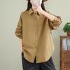 Autumn Vintage Plus Size Women Blouse Coat Jackets Solid Basic Long Sleeve Loose Button Outerwear