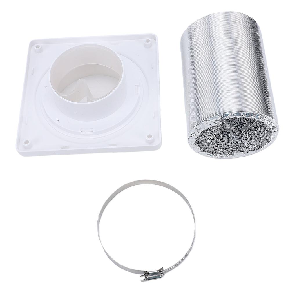 Dryer Vent Connection Kit Fit 4 Inch Duct Quick Connect Coupling Wall Flange Plate Aluminum Foil Hose and Clamp for Bathroom