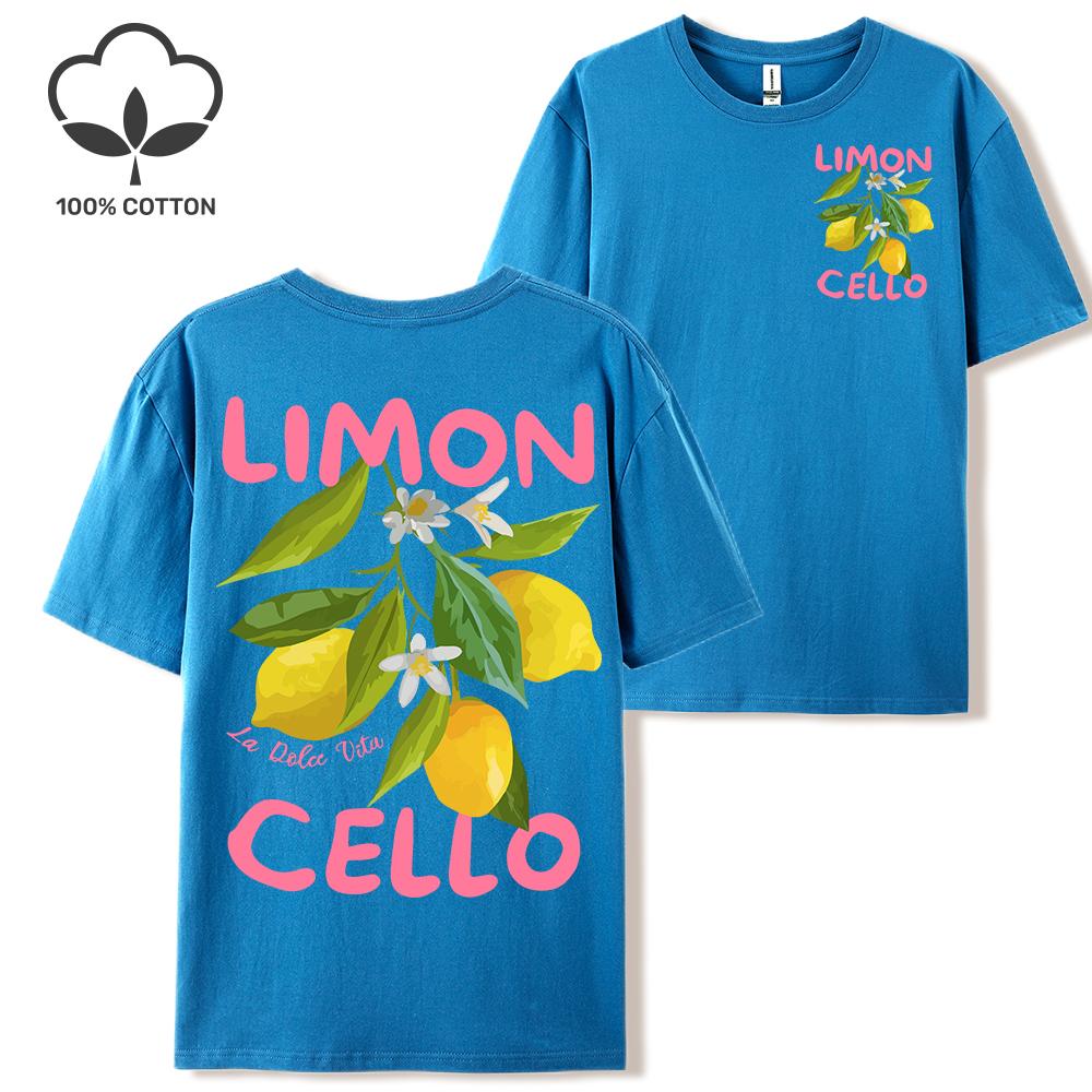 Lemon Fruits Cello Pink Letter Print Woman T Shirts Cotton Multicolor T Shirt Hip Hop Summer Short Sleeve Y2K Womens Streetwear