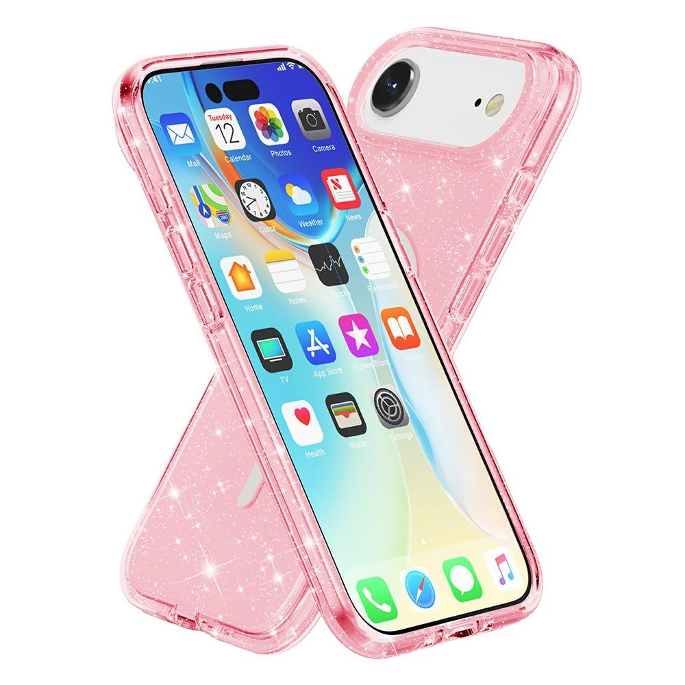 iPhone Air Case, MagSafe-Resistant, Glitter, Translucent Pink