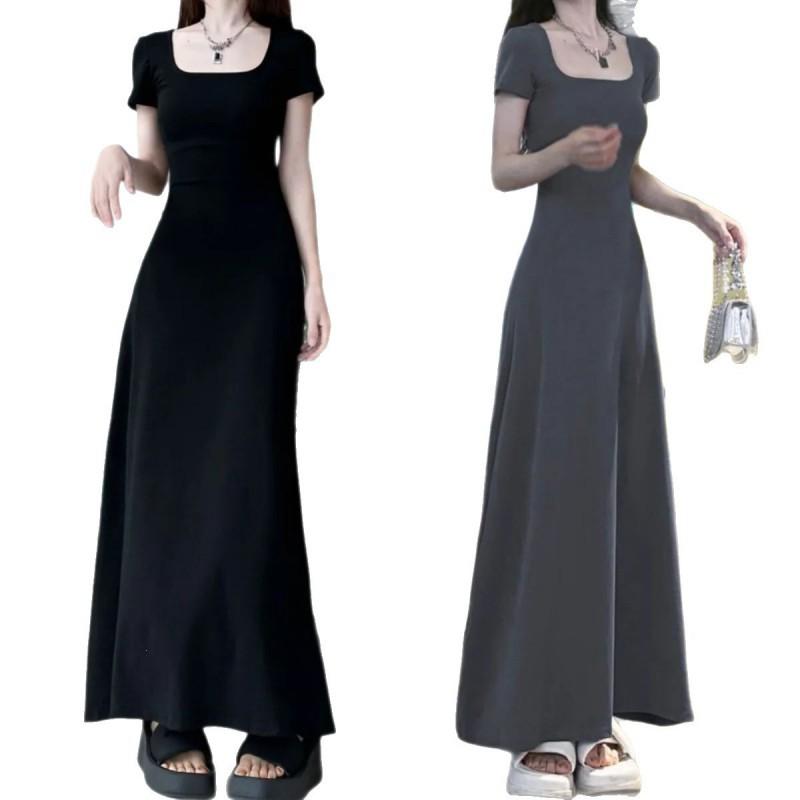 2026 Small French Black Slim Dress Women's Temperament Waist Long Fashion