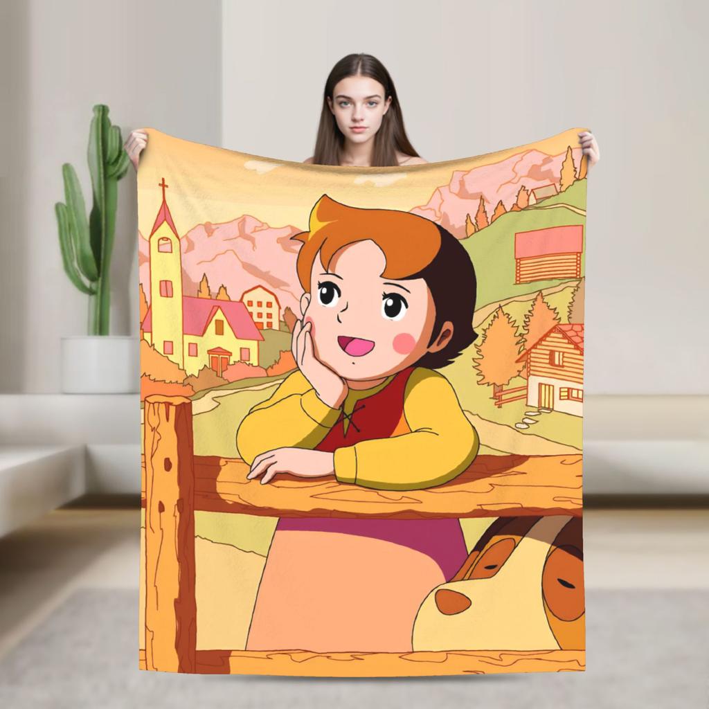 Heidi, Mädchen der Berge Decke Warmes bedrucktes Plüsch-Kuscheldecke für Wohnzimmer Picknick Flanell Bettüberwurf Bettbezug