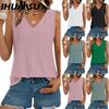 Women's Fashion Casual Solid Color Print Sleeveless  V Neck Blouses & Shirts