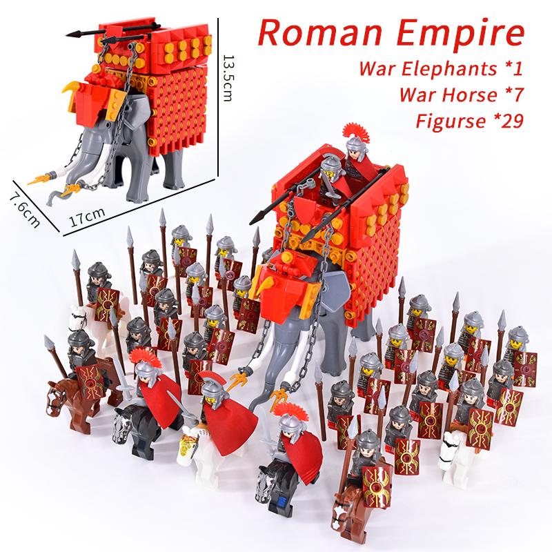 Medieval Age Castle Knights Spartan Warriors Crusader Roman Legion Infantry War Horse Chariot Building Bricks Blocks Figures Toy