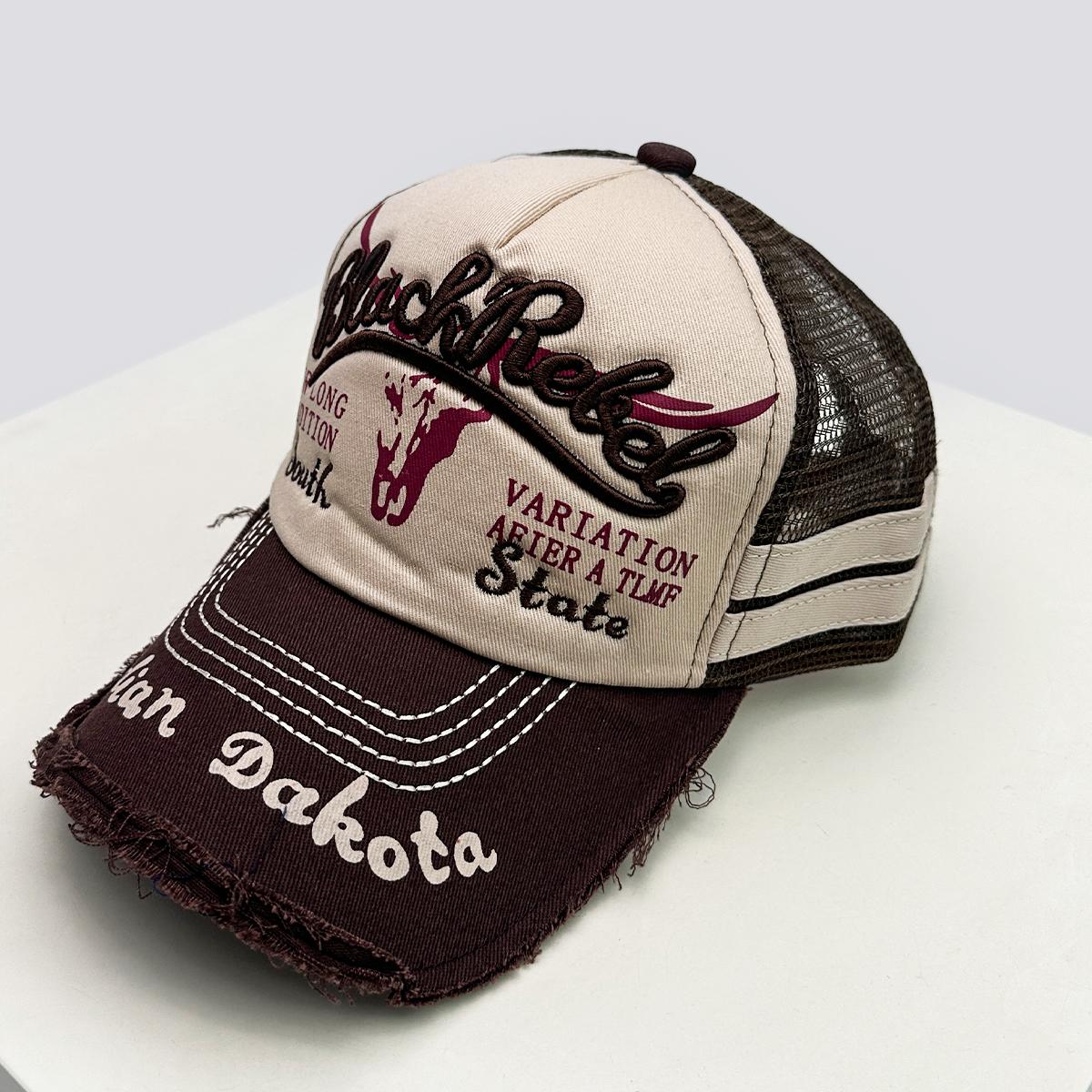 

New Unisex Mesh Letter Embroidery Baseball Hats Sunshade American Style Breathable Trucker Cap Versatile Personal Fashion Street 52-60cm