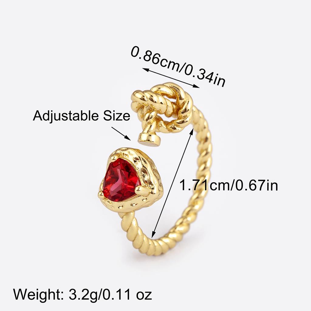 Nidin New Fashion Romantic Love Heart Shape Cubic Zirconia Open Rings Adjustable For Male Female Couples Fine Finger Jewelry