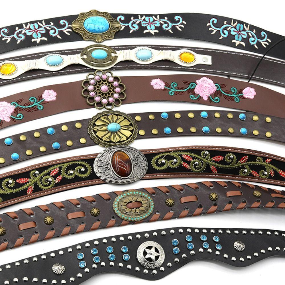 Fashion PU Cowhead Belt Adjustable Handwoven Hat Decoration Handmade Hats Bands Men