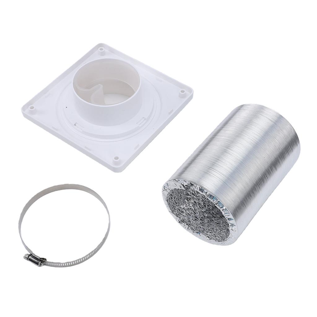 Dryer Vent Connection Kit Fit 4 Inch Duct Quick Connect Coupling Wall Flange Plate Aluminum Foil Hose and Clamp for Bathroom