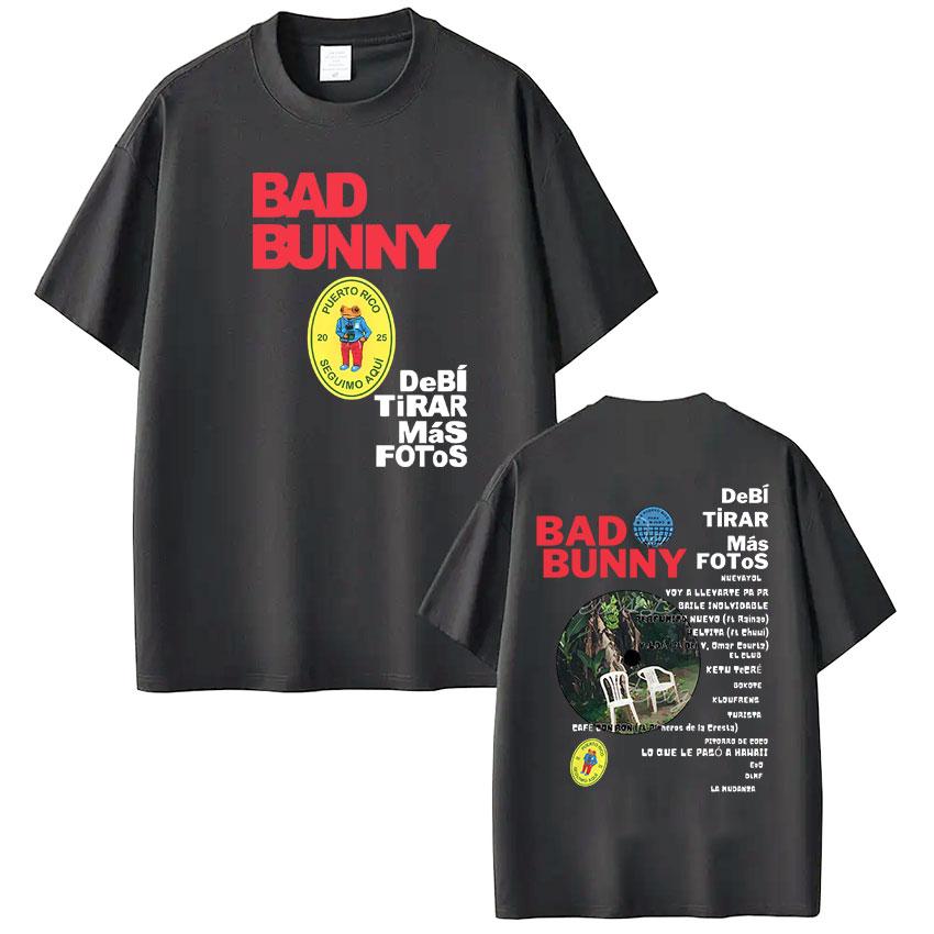 Bad Bunny Rapper Album Shirt Should Take More Photos DTMF 2026 Summer Luxury Hip Hop Fashion Streetwear for Men Women Y2K