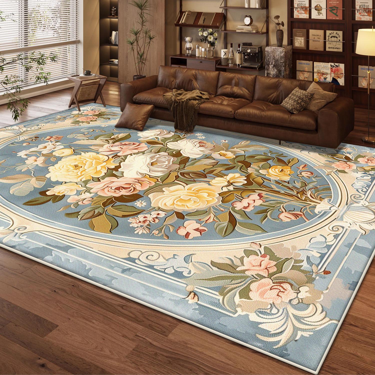 Huisdecoratie in Europese stijl Woonkamerkleed Antislip Schattige Meisjeskamer Decor Tapijt Bloemenontwerp Kaptafelmat Wasbaar 60*90cm