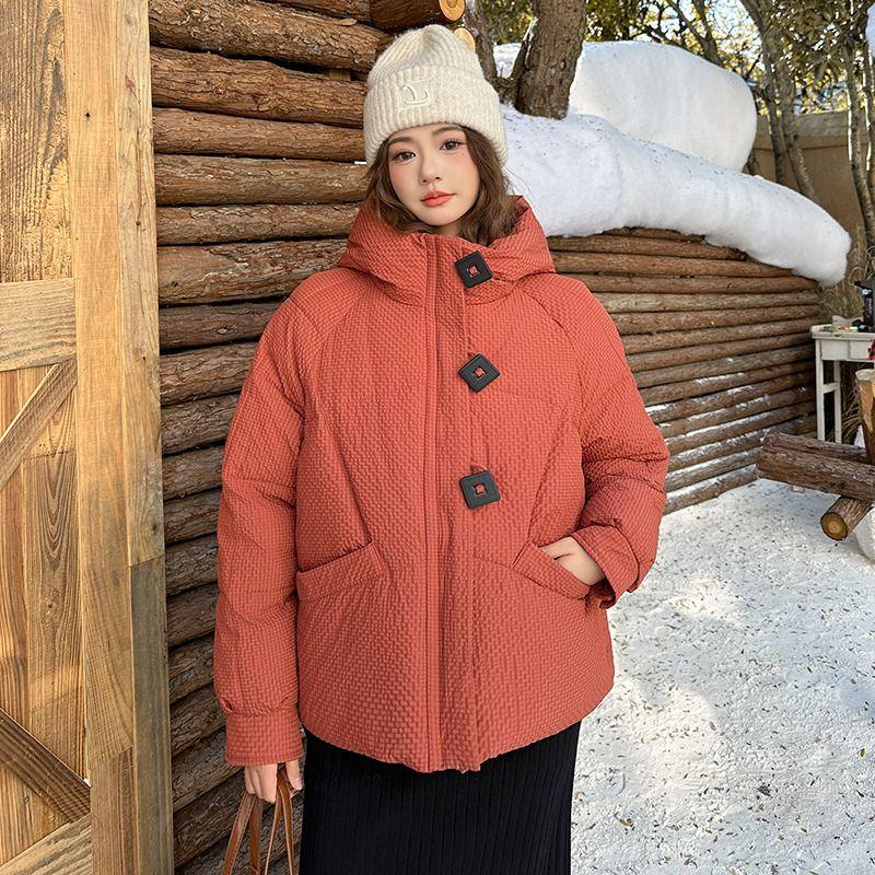 Donsjack Dames Kort Losse Gewatteerde Jas met Capuchon Winter Verdikt Klein Jasje