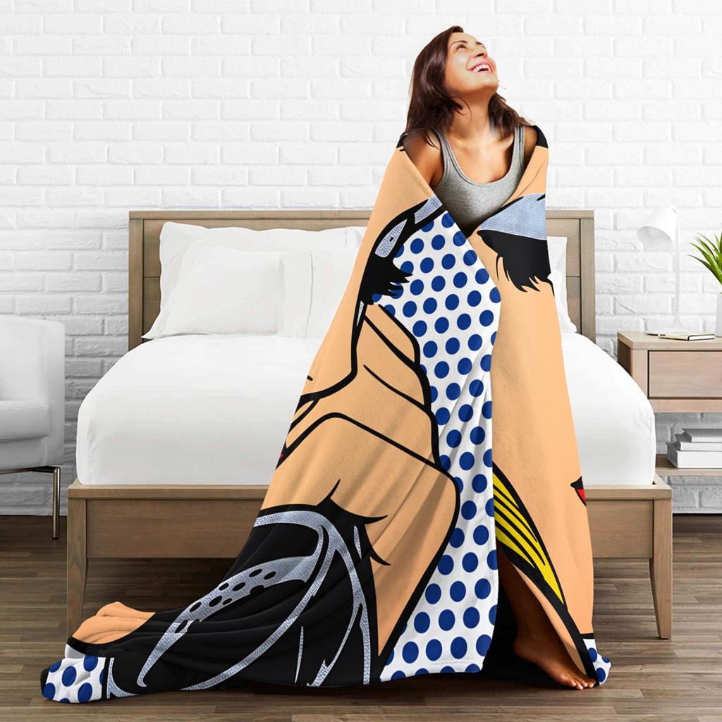 Roy Lichtenstein Pop Art Blanket  Warm Soft Aesthetic Plush Throw Blanket For Home Decor Picnic Flannel Bedspread Bed Cover