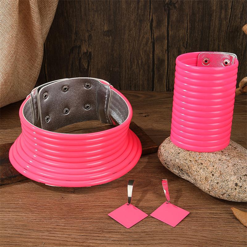 4 stk/sett Vintage Lær Afrikansk Zirkon Sett Choker Halskjede Armbånd Øredobber Sett For Kvinner Krage Halskjede Sett Zirkon Gaver