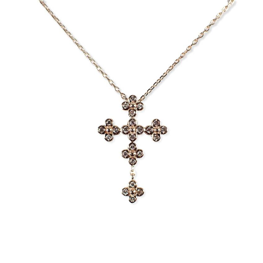 [Pre-owned] VENDOME K18PG Diamond Cross Pendant / j66-6