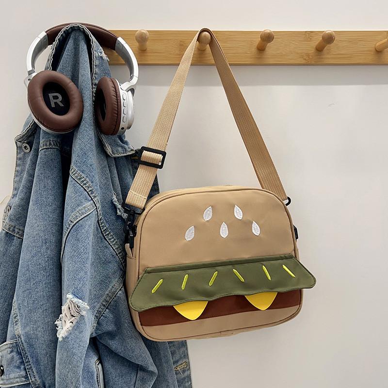 Hamburger Bestickt Niedliche Mädchen Umhängetasche Mit Reißverschluss Für Den Täglichen Lässigen Gebrauch