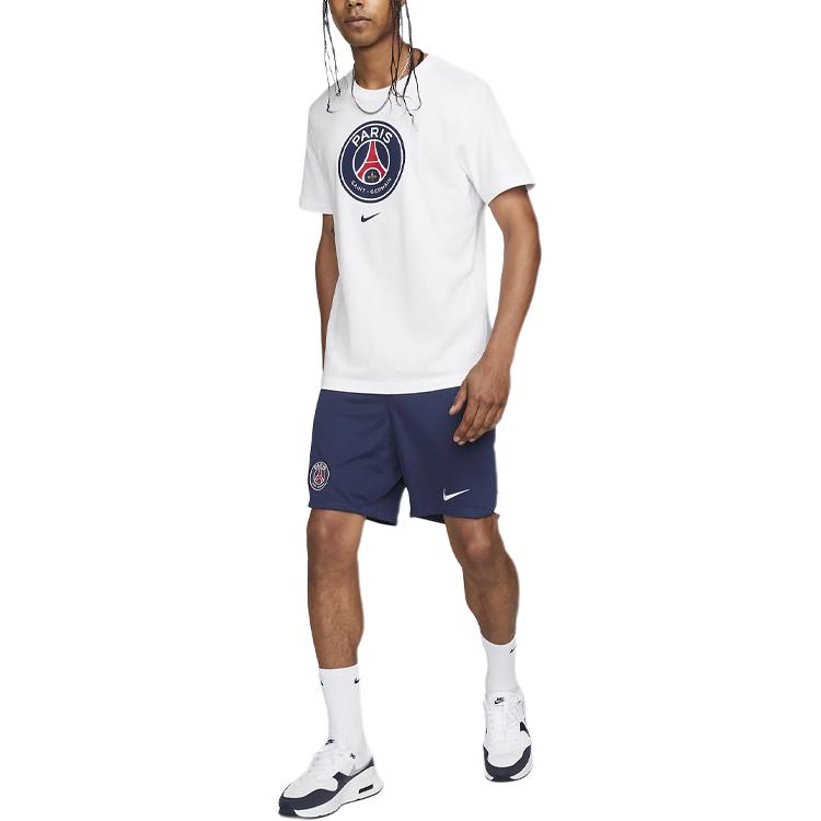 Nike Paris Saint-Germain Crest Letter Pattern Printed Round Neck Short Sleeve T-Shirt Men Tops White DJ1315-100