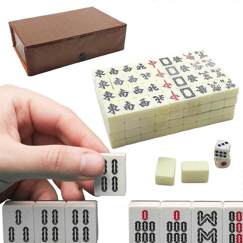 Hračky Mini přenosné Mahjong Vynikající krabička s hadí kůží Kapesní přenosné Mini Mahjong Cestování a zábava Mahjong