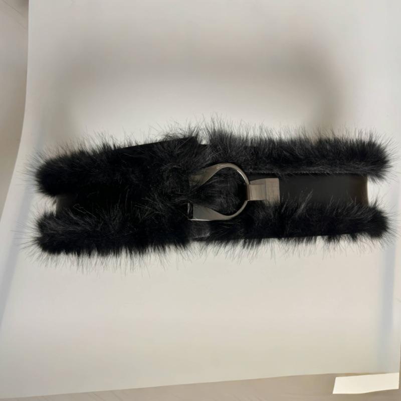 New Rabbit Fur Belt, Fur Belt, European and American Sexy Hot Girl Waist Seal Wide Belt