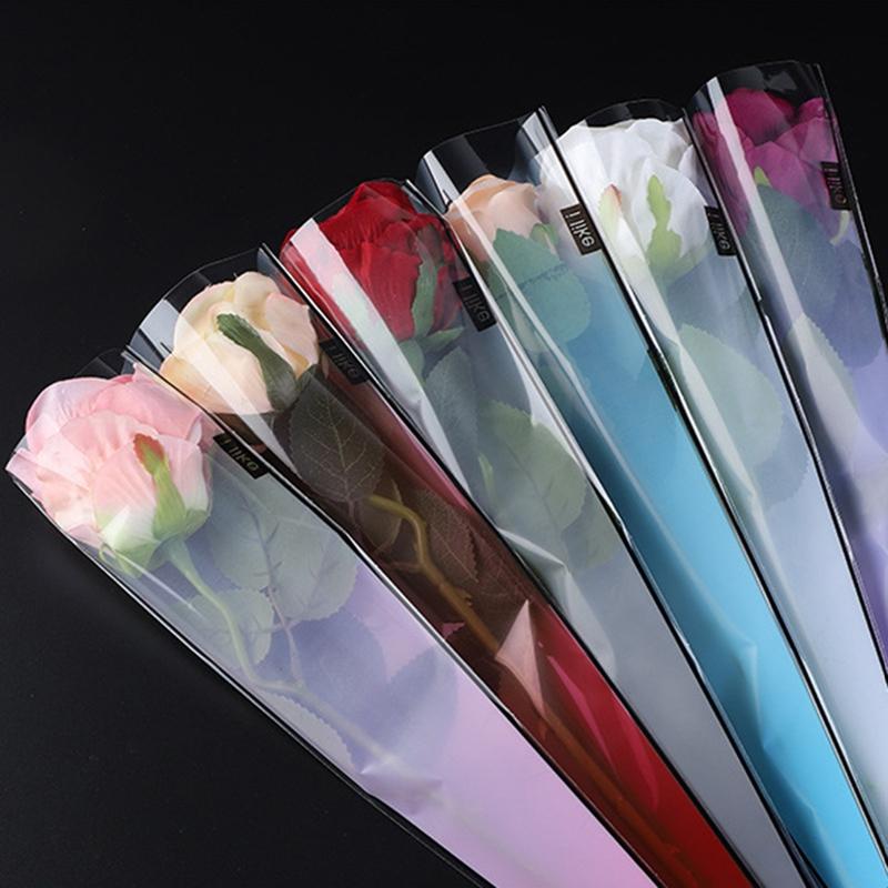 50 Stück Papiertüten für die Verpackung frischer Blumen, einzelne Rosensträuße, transparentes Glaspapier, Verpackung frischer Blumen