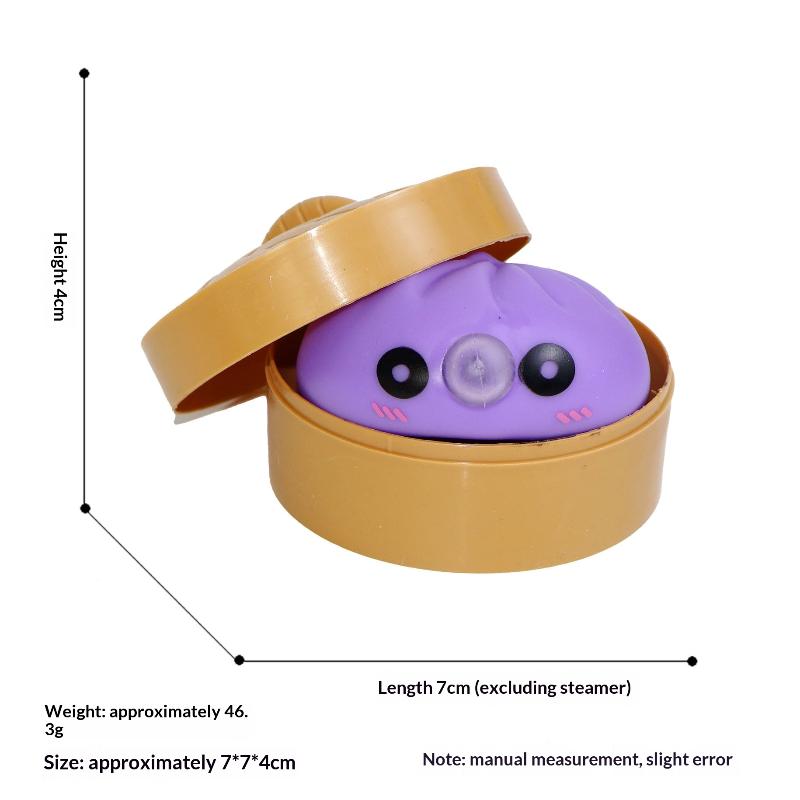 Cute Bubble-Blowing Squeeze Bun With Steamer Basket Toy Squishy Dumpling Stress Relief Fidget Toy Gift
