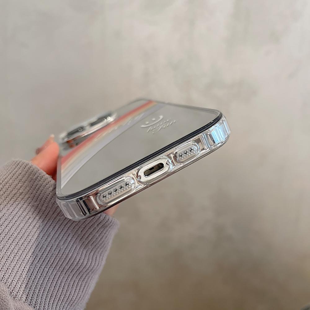 Cute Rainbow Funny Letter Machiaj Oglindă Placare Husă de telefon rezistentă la șocuri pentru Iphone 14 11 12 13 Pro Max Încântător moale Husă din spate