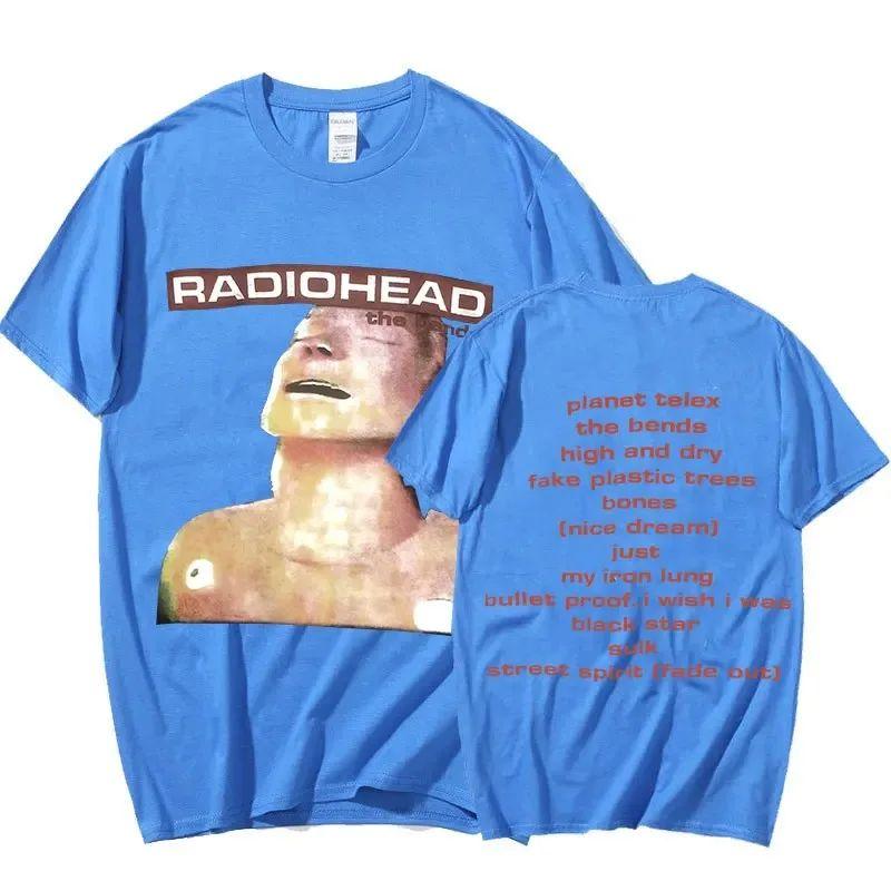 Vintage Rock Band Radiohead T Shirt Men Cotton T-shirts Hip Hop The Bends Music Album Oversize Harajuku Top Print Tee Shirt