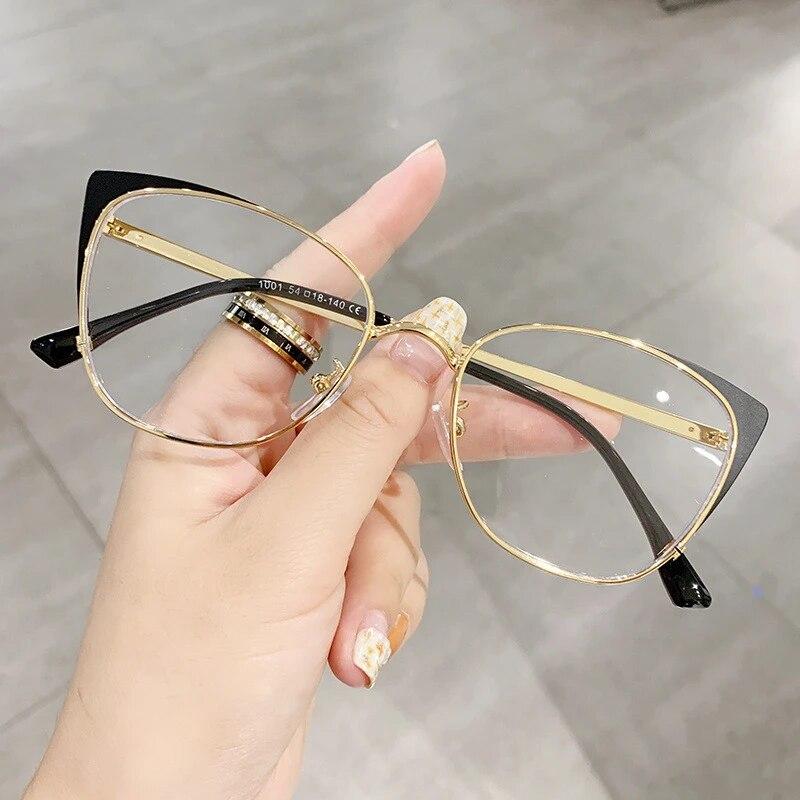 New Cat Eye Anti-blue Light Glasses Women Men Metal Spring Leg Eyeglass Frame Optical Computer Glasses Wholesale