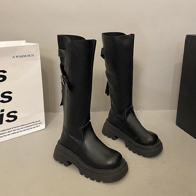 Brown French Skinny Small Platform Boots Women's Boots 2025 New Autumn Retro Tall Knight Boots