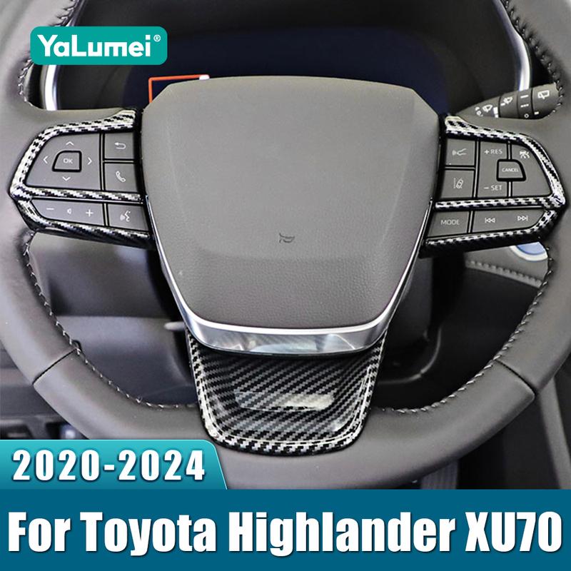 For Toyota Highlander XU70 Kluger 2024 Hybrid ABS Car Steering Wheel Panel Switch Button Cover Trim Stickers