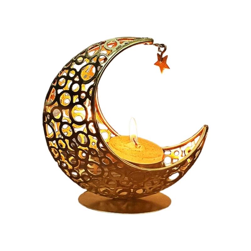 Moon Shaped Holder, Creative Crescents Tealight Holder Candlestick, Metal Moon Art Crafts Table Ornaments