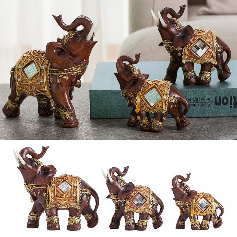 Traditional Chinese Feng Shui Lucky Elephant Statue Resin Animal Sculpture Elephant Figurine Ornament Home Decoration