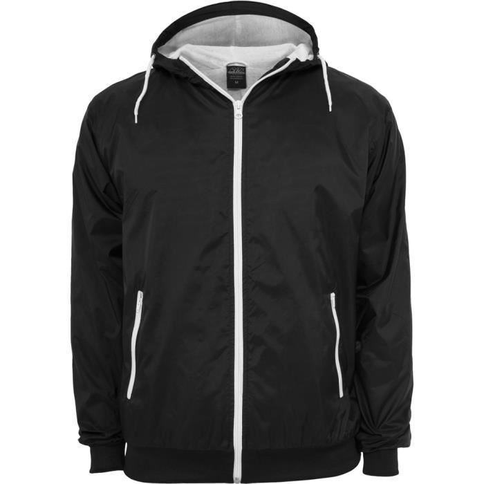 Coupe-Vent - URBAN CLASSICS - CONTRAST WINDRUNNER - Noir / Blanc - 100% Nylon - Confortable Et Élégant