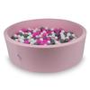 Dry Pool 130x40cm Powder Pink with 700 Balls: White, Gray, Pink