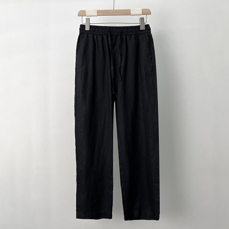 Men's High-End Pure Linen Summer Pants - Loose, Wide-Leg, Straight-Cut Style