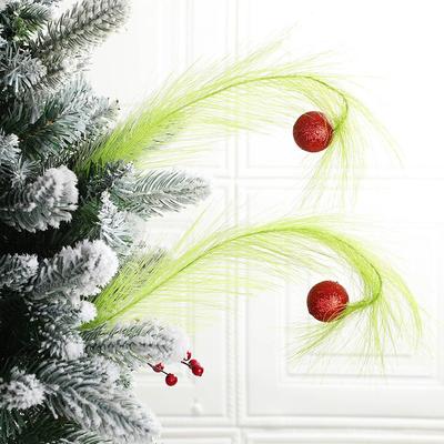 3/5 Stück Künstliche Plüsch Grüne Zweige, Weihnachtsbaum Elfen Dekoration Weihnachtsbaumspitze Dekoration Kranz DIY Heimdekorationen