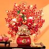 Family Red Wealth Decoration, Gold Artificial Plant and Fruit, Eucalyptus Leaves, Spring Festival Decoration, Flower Arrangement