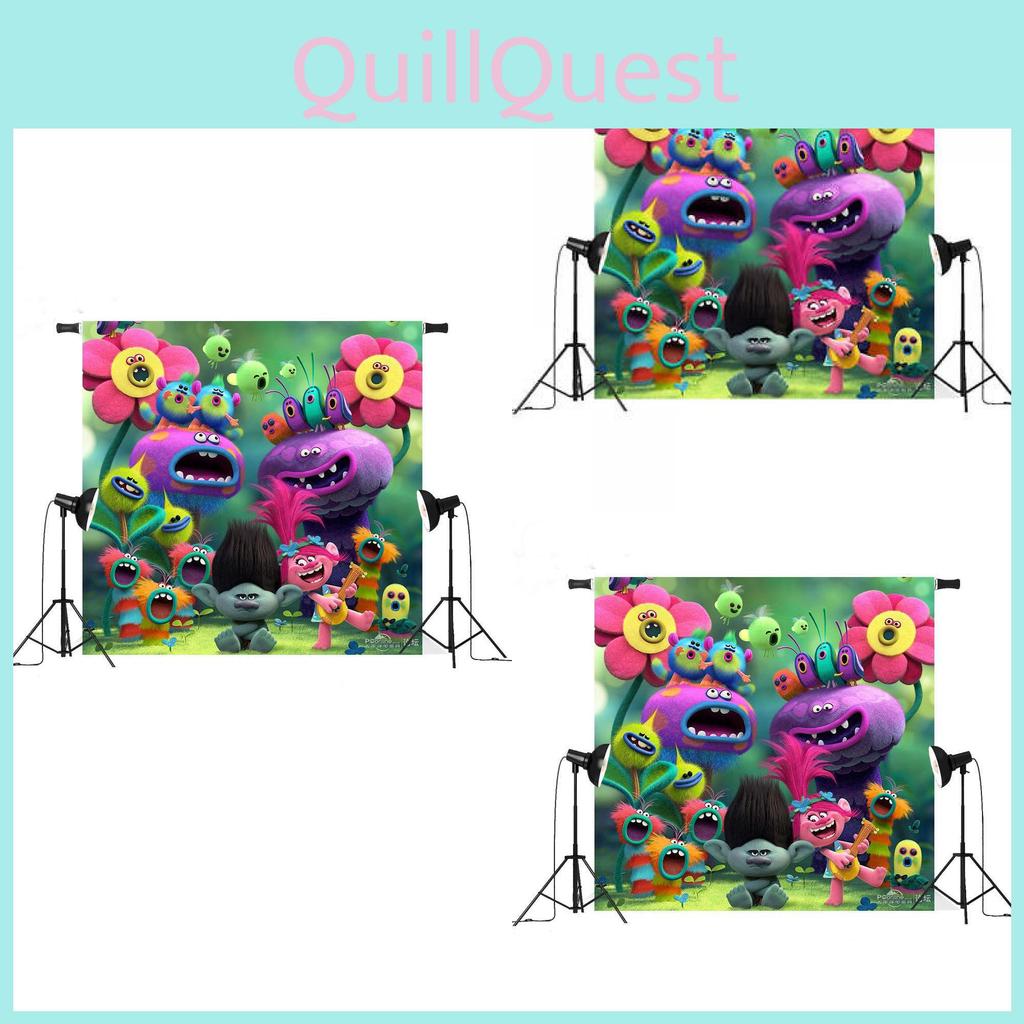 Fundo Fotográfico de Natal Trolls World Tour Para Estúdio de Fotografia Infantil Decoração Criativa
