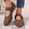 Fashion Leopard Print Soft Sole Single Shoes Autumn New Round Toe Light Mouth Color Block Non-slip Block Heel Low Top Shoes