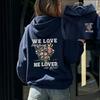 Women We Love Because He Loved Us First Wildflower Christian Graphic Hoodie Front Back Print 1 John 4:19 Bible Verse Hooded Tops
