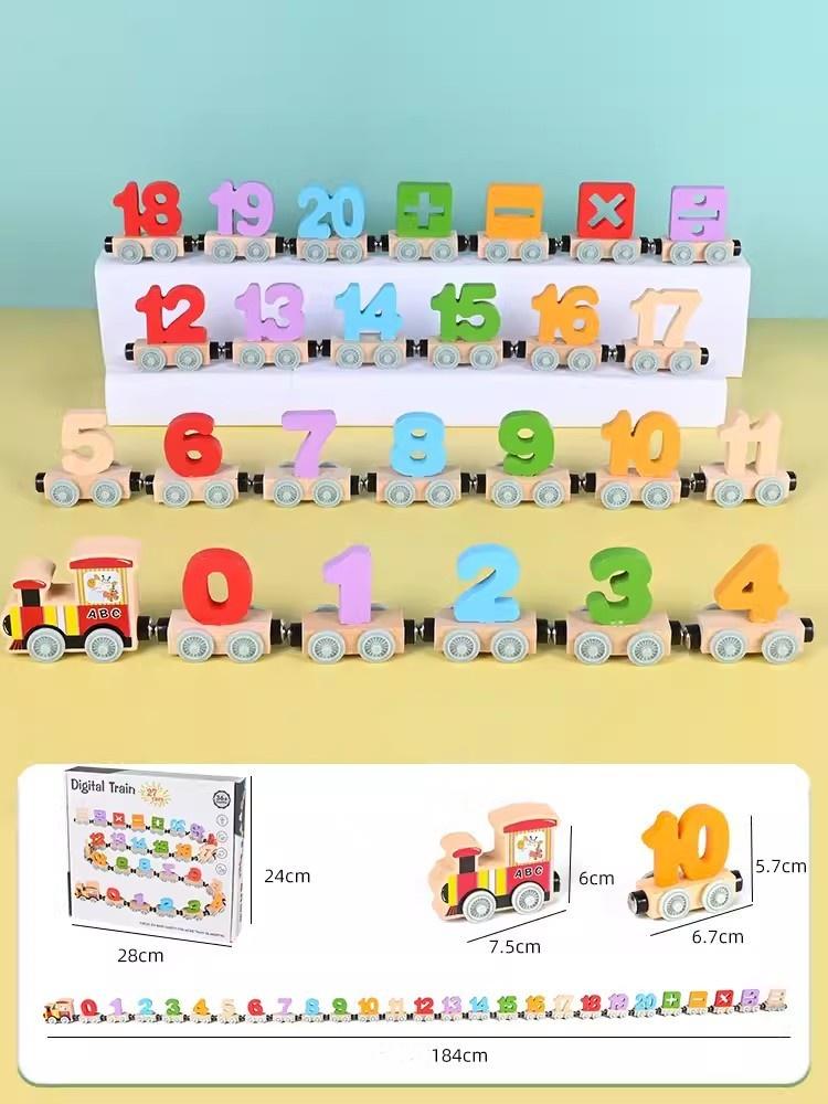 Toys Educational Toys Montessori Wooden Train Toy Early Cognition Alphabet Magnetic Number Train Set for Toddlers Math