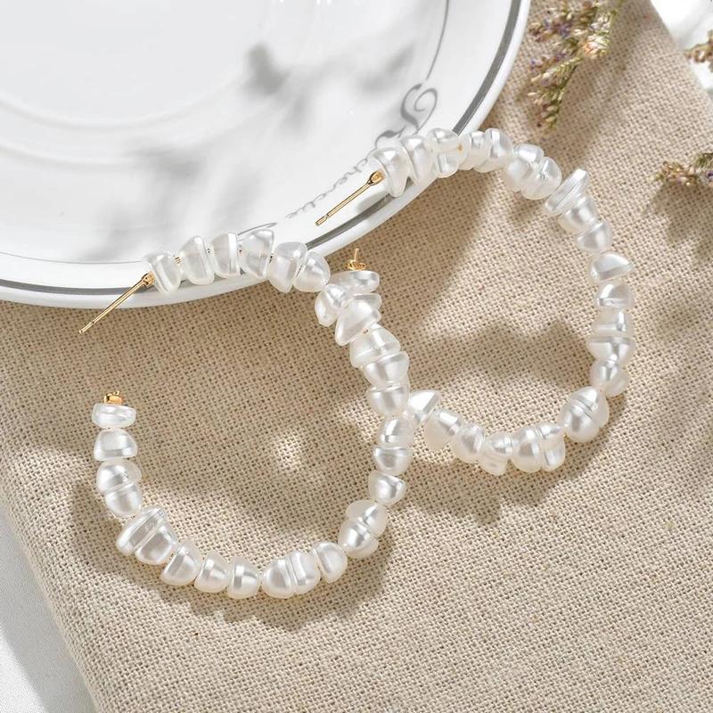 5 Style Imitation Pearl Large Hoops Earrings Luxury Pearl Round Loop Earring For Women Weding Creole Jewelry Pendientes Aros