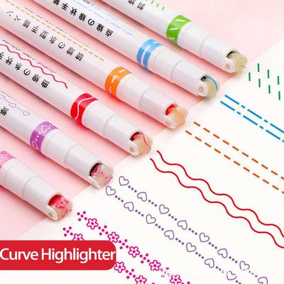 Penna per giornali a mano a doppia linea Wave Net rossa - Penna fluorescente per studenti