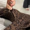Yogodlns Retro Leopard Print Niche Commuter Large Capacity Shoulder Bag Totes Autumn and Winter New Travel Underarm Bag