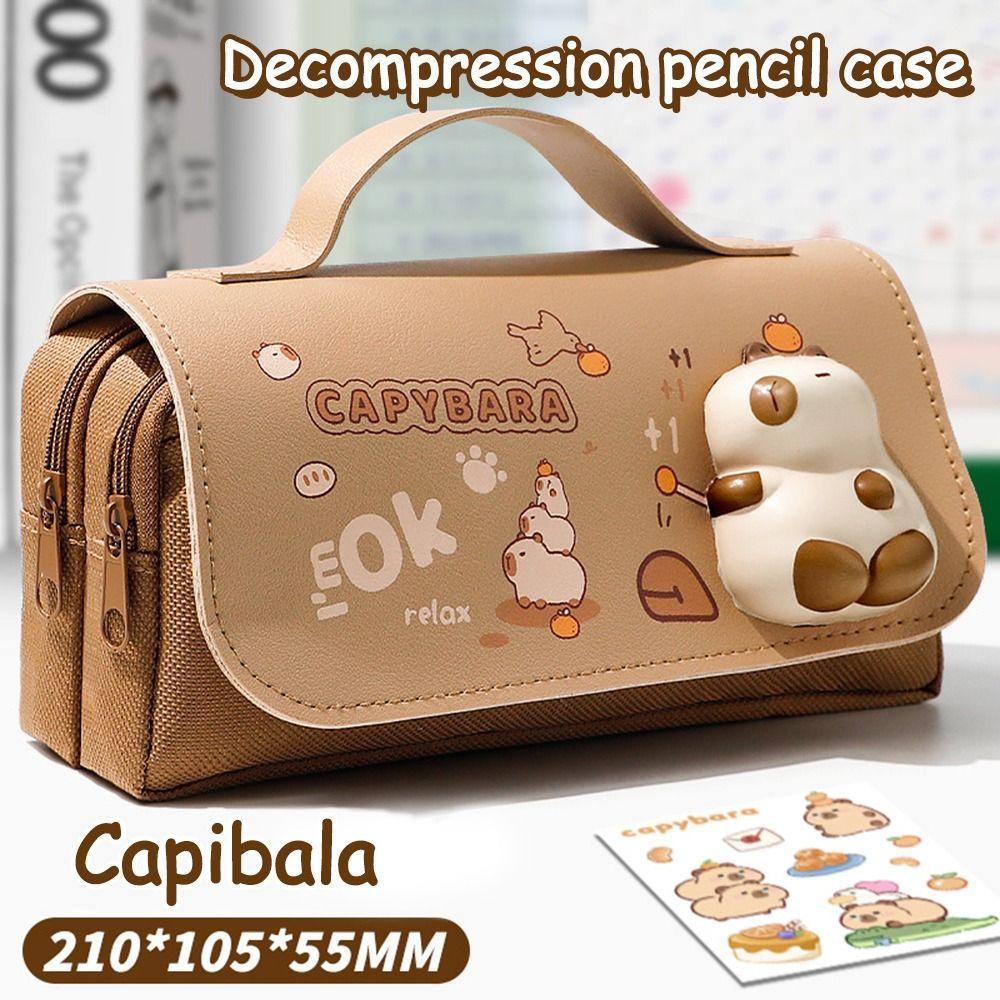 Capybara Stationery Bag Large Capacity Pen Box Cute Decompression Pen Bag  Gift